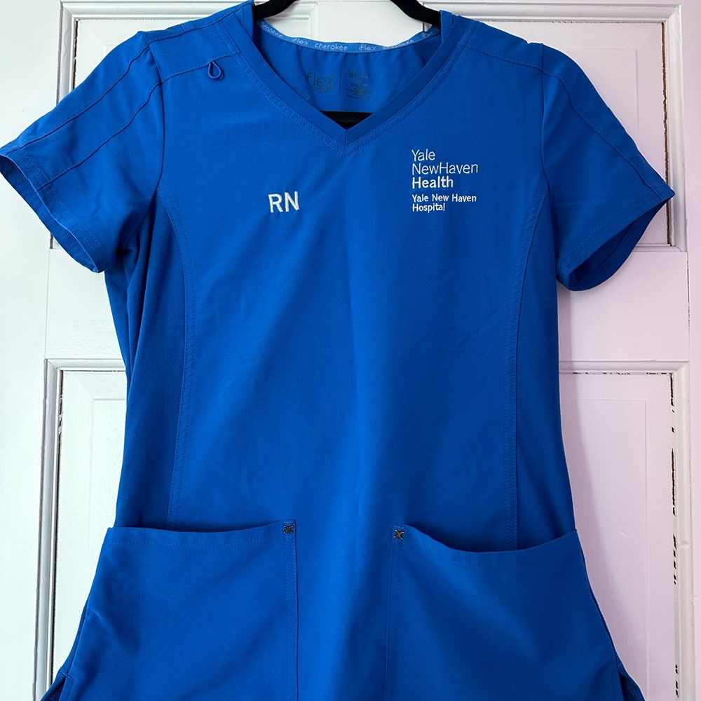 Yale YNHH royal blue nursing scrub tops & bottoms - Picture 9 of 11
